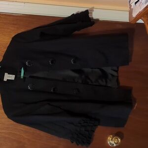 Multiples Black Ruffled Sleeve Blazer